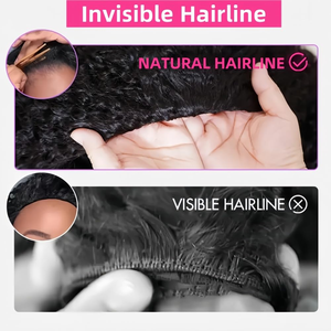 Demi-perruque bouclée en cheveux humains 200% densité sans couture Flip Over Wig Wear and Go Glueless Drawstring Wig Cheveux humains pour femmes 3 en 1 - Product Image 4