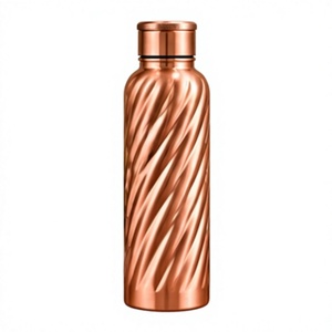Aesthetic Copper Water <b>Bottle</b> with Twisted Design Portable Drinkware for Travel Modern Style Metal <b>Flask</b> - Product Image 1
