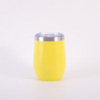 Tasse de voyage personnalisée double paroi 12oz cadeau gobelet à vin en acier inoxydable isolé sous vide en forme d'oeuf avec couvercle et paille