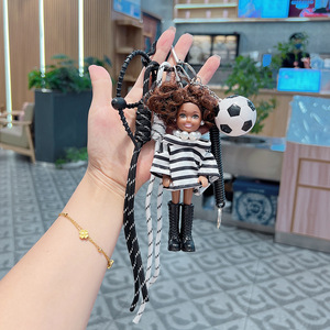 دمية HECION OOTD كيلي الوردية، دمية كيلي اللطيفة العصرية الرياضية، قميص مخطط لطيف للفتيات، سلسلة مفاتيح شخصية قابلة للتخصيص - Product Image 3