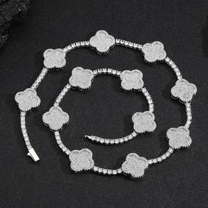 Hip Hop Clover High End <b>Iced</b> <b>Out</b> CZ Zircon Tennis <b>Chain</b> Waterproof Anti Non Tarnish Free Fashion Jewelry Necklaces Wholesale - Product Image 5