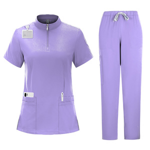 Women Scrub Set Moisture Wicking Knitted Split Uniform Hospital Workwear Size S XXL - Product Image 5