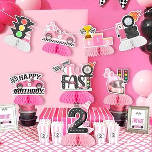 Decorazioni di <span class=keywords><strong>Compleanno</strong></span> Veloci e Divertenti per Ragazze, 8 Pezzi, Centrotavola a Nido d'Ape con Auto da Corsa, Forniture per Feste a Tema Auto d'Epoca per <span class=keywords><strong>Compleanno</strong></span> - Product Image 2