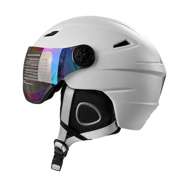 Ce承認済み建設用スキーヘルメット新しいハイエンドカスタムスノースキーヘルメットバイザー付きスノーボードスノーヘルメットガラス付き