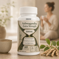 Capsules d'Ashwagandha Extra Fortes Personnalisables 300mg avec BioPerine, Soutien du Stress et de l'Humeur, Sans OGM, Complément Alimentaire OEM