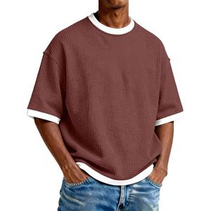 2026 Summer Men Crew Neck Color Block T <b>Shirt</b> Loose Casual Short Sleeve Sports Tee - Product Image 1