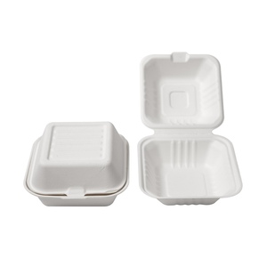 使い捨てエコサトウキビ食品包装生分解性クラムシェルテイクアウトバガスクラムシェルランチボックス - Product Image 3