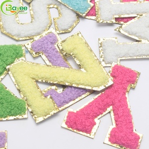 Custom Chenille Sequins Embroidery <b>Patches</b> English Letters logo Applique Iron on <b>Patch</b> for Hat <b>Bag</b> Clothing - Product Image 3