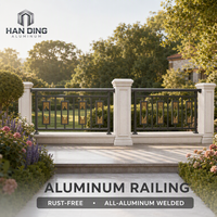 Système de balustrade en aluminium direct usine, résistant aux UV, écologique, avec cadre en U et verre sans cadre pour balcon