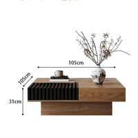 Nouvelle table basse carrée pliable moderne en bois grainé de style vintage, écologique et compacte pour les petits salons