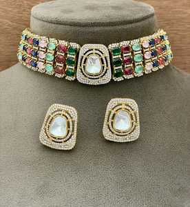 Boda India mujeres Kundan gargantilla collar joyería nupcial tradicional Polki Kundan collar moissanita collar - Product Image 4