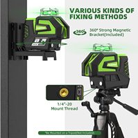 Niveau laser vert autonivelant Huepar 7211CG, croix 5 lignes, 2 points plomb, outil 360 horizontal