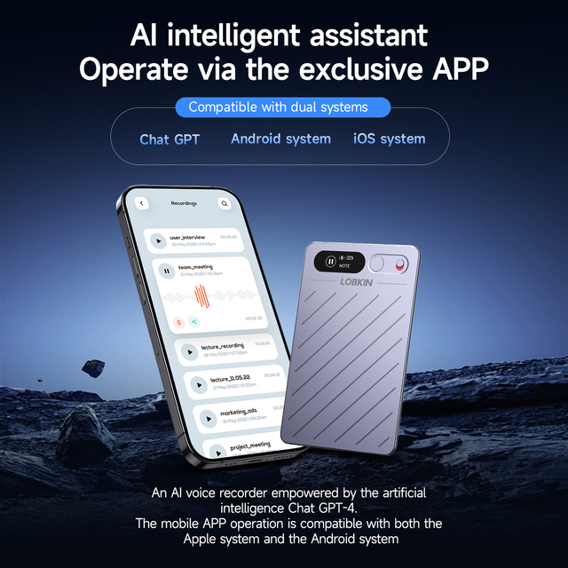 AI Voice Recording ChatGPT MP3 for Meeting Note Taker Transcription Summary Mind Map 35H Aluminum Alloy 32GB/64GB CE FCC OEM ODM
