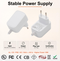 Adaptateur secteur 9V 2A 18W AC DC certifié UL FCC CE CB, alimentation à découpage, transformateur avec prise murale EU pour caméra CCTV, routeur, LED