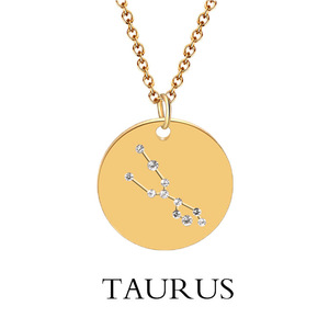 Collier pendentif signe astrologique en gros, plaqué or 18 carats, acier inoxydable, personnalisable, style chaîne tendance DIY - Product Image 2