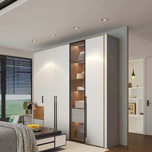 Armario Moderno SANTOPOVA con Puerta Batiente, Barra para Colgar Ropa y Cajones, Organizador de Ropa - Product Image 4