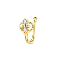 Gaby Manufacturer Nouvelle bague de nez fantaisie unique en forme de U, sans perçage, en cuivre, avec zircon, à clipser