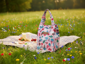 Borsa termica colorata a quadri per il pranzo, porta alimenti, in tessuto, portatile - Product Image 2