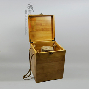 Bamboo Wine Storage Box Square Handmade With Hemp Rope Handle Custom Made For Wine Packaging - Product Image 1
