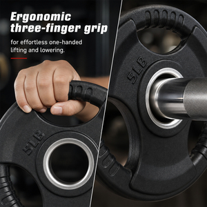 VIGFIT Disques de <span class=keywords><strong>musculation</strong></span> les plus vendus, plaques de <span class=keywords><strong>poids</strong></span> à triple grip avec revêtement PEV, disques de bumper pour haltères de <span class=keywords><strong>musculation</strong></span> et de bodybuilding - Product Image 3