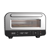 Four à convection électrique 12L en acier inoxydable, appareil à pizza de comptoir avec contrôle numérique du minuterie, fonction de maintien au chaud et pierre à pizza