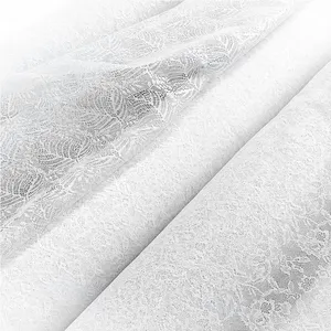 Wholesale European Popular White Lace Fabric With Heavy Beads And Sequins For Wedding Party Dresses