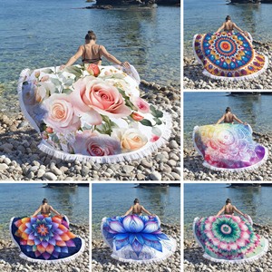 Toalla de Playa Redonda Boho Mandala, Toalla de Microfibra con Flecos, Manta de Playa con Estampado Personalizado, Toalla de Baño Bohemia, Regalo para Viajes de Verano y <span class=keywords><strong>Piscina</strong></span> - Product Image 1