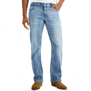 <span class=keywords><strong>Jeans</strong></span> skinny à jambe droite personnalisés de haute qualité pour hommes <span class=keywords><strong>Jeans</strong></span> en cuir bleu à la mode pour hommes - Product Image 1