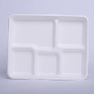Barquettes et assiettes jetables biodégradables imperméables à six compartiments en pulpe de canne à sucre, qualité commerciale, usage industriel - Product Image 5