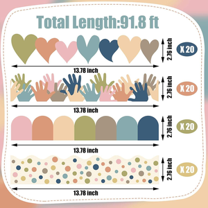 Custom Bulletin Board Borders Sticker Cute Rainbow <strong>Themed</strong> Scalloped Border Stickers for School <strong>Classroom</strong> <strong>Decoration</strong> - Product Image 1