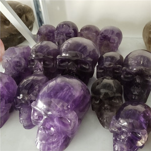 Di alta qualità intagliato a mano naturale di cristallo di quarzo ametista lucido intaglio teschi per la vendita - Product Image 3