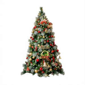 Sapin de Noël artificiel D0100HPZZSG de 7 pieds pré-éclairé avec 400 lumières LED blanc chaud, pliable, base en plastique pour intérieur - Product Image 1