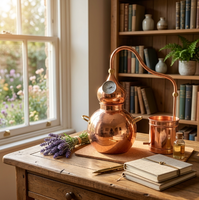 Distillateur d'huiles essentielles compact en cuivre rouge 3L, alambic de bureau pour l'extraction d'hydrolats en petites séries