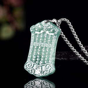 Colgante de Jadeíta Natural con Forma de Ábaco, Plata S925, Unisex, Estilo Chino, Diseño Original, Regalo con Certificado de Tasación D1099 - Product Image 2