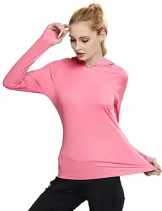 95% Polyester 5% Spandex Droog Fit T-Shirt Met Lange Mouwen En Capuchon