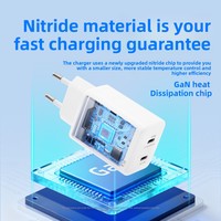 Chargeur GaN 65W67W double USB-C PD à charge rapide, mini chargeur avec protection ignifuge, câble de charge, chargeur iPhone