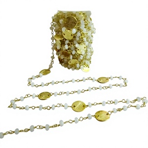 Natural Rainbow Moonstone Coin Chain Rondelle Faceted Beads 3-4mm <b>Rosary</b> Gemstone Chains Sold Per Foot - Product Image 1