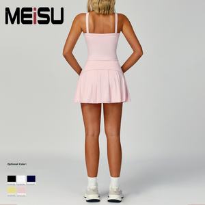 Produttore di Abbigliamento Fitness con Marchio Privato, Set Sportivo <span class=keywords><strong>2</strong></span> Pezzi con Gonna da Tennis a Vita Alta con Tasche e Reggiseno Sportivo di Supporto - Product Image 3