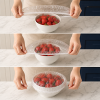 Housses alimentaires élastiques en LDPE jetables transparentes pour préparation de petit-déjeuner, service de pique-nique et conservation au réfrigérateur