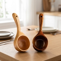 Cuillère à soupe en bois à poignée longue, grande capacité, louche en bois personnalisable avec logo gravé, cuillère de service pour la cuisine