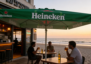 Parasol de terrasse extérieur 4x4m moderne, pliable, léger, imperméable, écologique, facile à ouvrir, avec logo <span class=keywords><strong>Heineken</strong></span> - Product Image 5