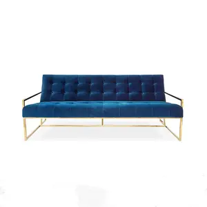 Amazon Top Pick Classic Design Velvet Sofa 4 Size Metal Brass Pipe Legs Stand Gold Living Room Home Restaurant Hotel Decor sofa