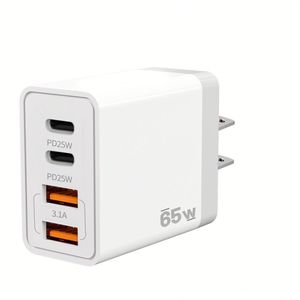 Chargeur mural double type C 65W à charge rapide, best-seller, 2 ports USB-A, chargeur de téléphone pour iPhone pour Huawei - Product Image 2