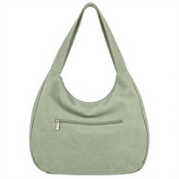 Tas Tote Hobo Kanvas Logo Kustom Multi Kantong untuk Wanita, 6 Kantong, Ritsleting Magnet, Tas Selempang Bulan Sabit untuk Sehari-hari