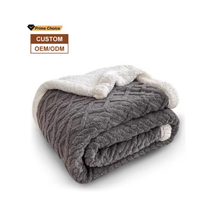Nhà Máy Bán Buôn Siêu Mềm Ấm Cúng Ấm Áp Hai Lớp Lông Cừu Chăn Tùy Chỉnh Jacquard Logo Flannel Sherpa Ném Chăn Cho Mùa Đông - Product Image 1