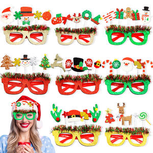 2025 nouveau noël dessin animé ours thème fête <span class=keywords><strong>Photo</strong></span> lunettes rouge vert couleur bande lunettes cadre décoration de noël - Product Image 3