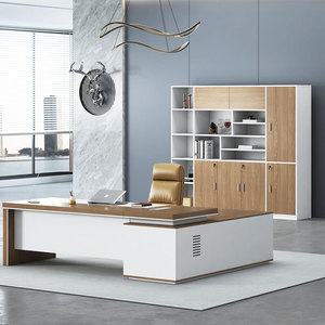 <span class=keywords><strong>Bureau</strong></span> de travail moderne avec plateau épais et structure métallique robuste, table d'ordinateur imperméable pour usage commercial - Product Image 2