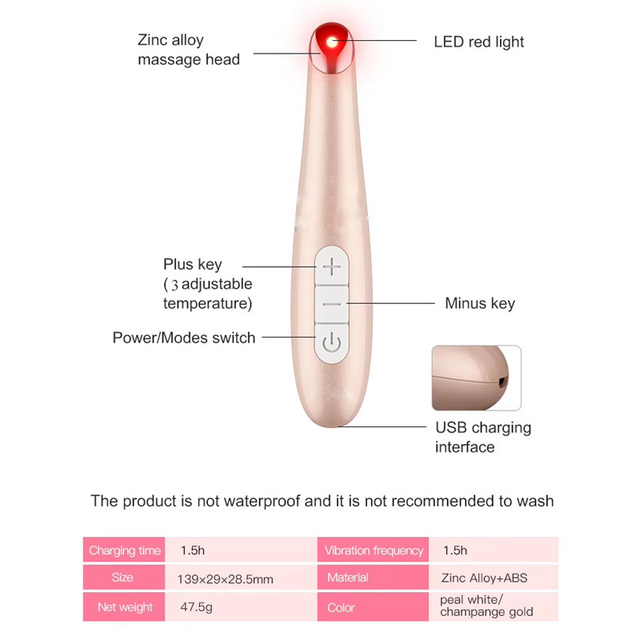Eye Massager Wand Eye Skin Care Device Hand Held LCD Smart Eye Massager Wand with Heat