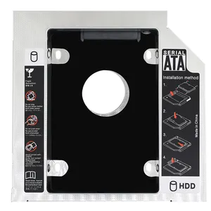 TISHRIC 9.5mm/12.7mm perangkat keras penutup SATA ke SATA 2nd HDD Caddy aluminium SATA 3.0 adaptor HDD untuk Laptop DVD-ROM Optibay