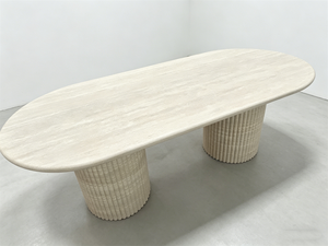 Custom Oval Marble Travertine Dining <strong>Table</strong> 6 Seater Modern Luxury Stone <strong>Table</strong> for Home <strong>Decor</strong> - Product Image 3